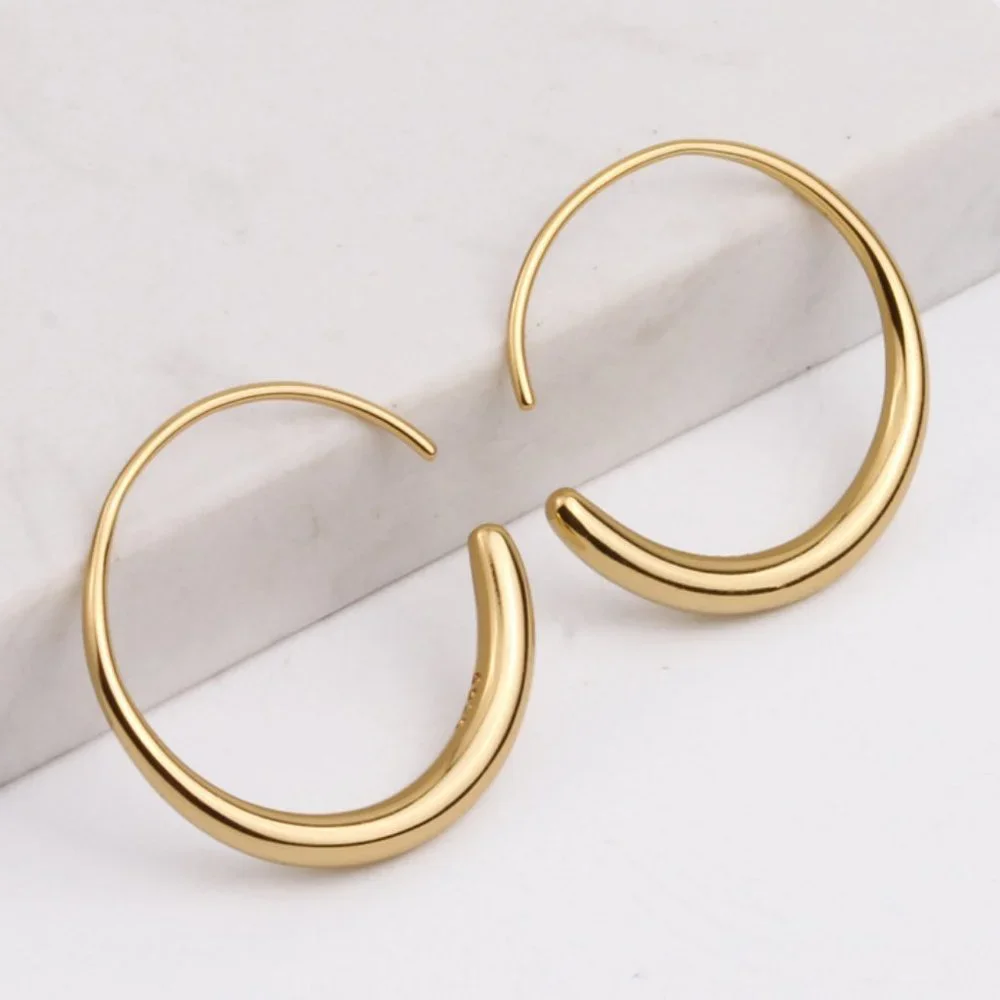 *NEW 925 Sterling Silver Round Open Hoop Earrings - Picture 1 of 5